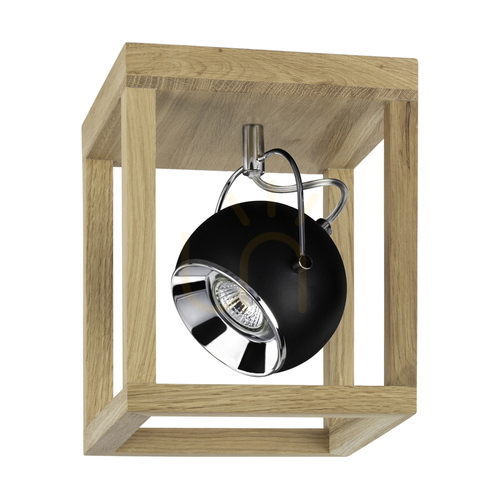 Jelölje be Roy mennyezeti lámpa, 1 db 5 W-os GU10-es LED-izzóval, olajozott tölgy/fekete, 20 cm