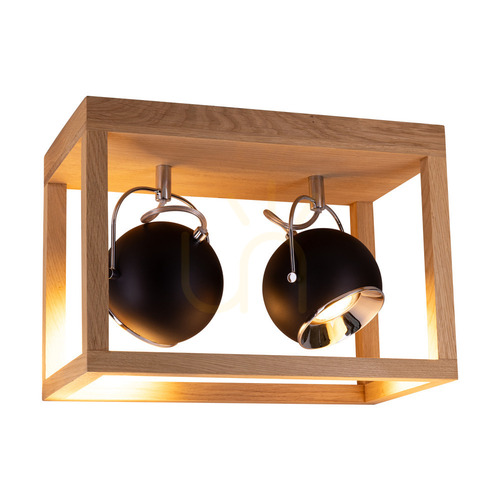 Jelölje be Roy mennyezeti lámpa, 2 db 5 W-os GU10-es LED-del, olajozott tölgy/fekete, 36 cm