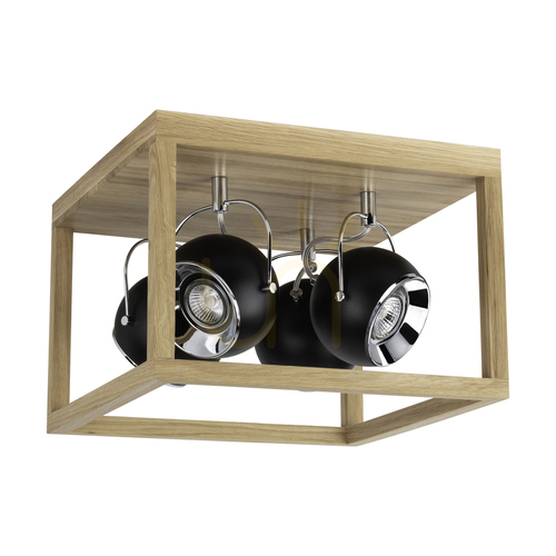 Jelölje be Roy mennyezeti lámpa, 4 db 5 W-os GU10-es LED-del, olajozott tölgy/fekete, 36 cm