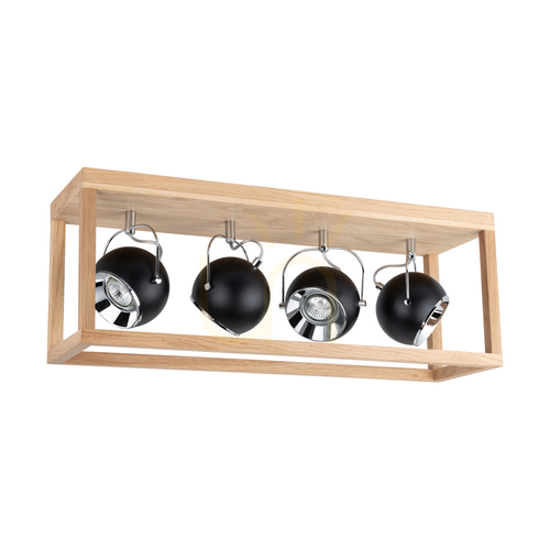Jelölje be Roy mennyezeti lámpa, 4 db 5 W-os GU10-es LED-del, olajozott tölgy/fekete, 68 cm