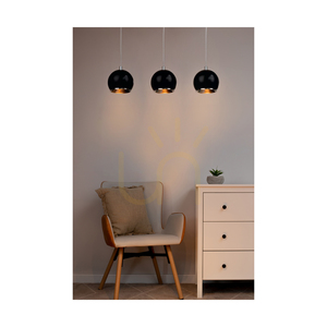 Spot Light BALL WOOD 5143374 függőlámpa, olajozott tölgy és fekete, 3×GU10, 52 cm small 1