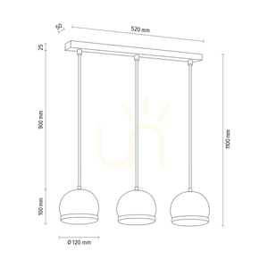 Spot Light BALL WOOD 5143374 függőlámpa, olajozott tölgy és fekete, 3×GU10, 52 cm small 3