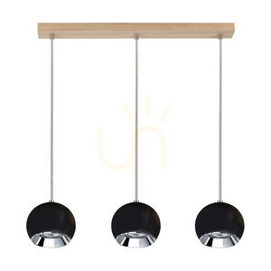 Spot Light BALL WOOD 5143374 függőlámpa, olajozott tölgy és fekete, 3×GU10, 52 cm small 0