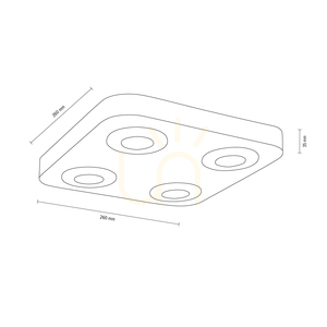 Sunniva mennyezeti lámpa, 4 db 5 W-os LED-del, olajozott tölgy/szatén, 26 cm small 2