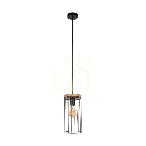Jelölje be Tonsa függesztett lámpa, 1xE27, max.. 60 W, olajozott tölgy/fekete PVC/fekete, Ø 15 cm