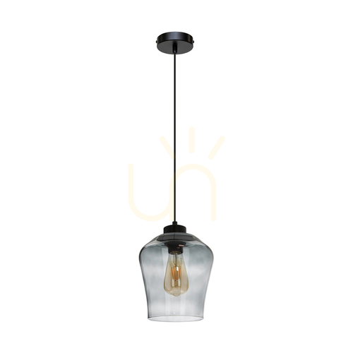 Jelölje be Juba függesztett lámpa, 1xE27, Max. 60 W, fekete/fekete/füstös üveg, Ø19 cm