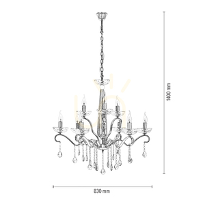 Alessa csillár, 9xE14, Max. 40 W, krómozott fém/átlátszó kristályüveg, Ø83 cm 2 Alessa csillár, 9xE14, Max. 40 W, krómozott fém/átlátszó kristályüveg, Ø83 cm small 2