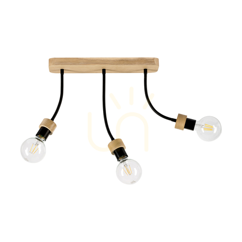 Jelölje be Allumer mennyezeti lámpa, 3xE27, Max. 25 W, olajozott tölgy/fekete fém, 42 cm
