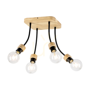 Allumer mennyezeti lámpa, 4xE27, Max. 25 W, olajozott tölgy/fekete fém, 26 cm small 1