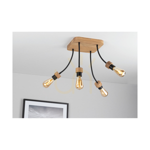 Allumer mennyezeti lámpa, 4xE27, Max. 25 W, olajozott tölgy/fekete fém, 26 cm small 2