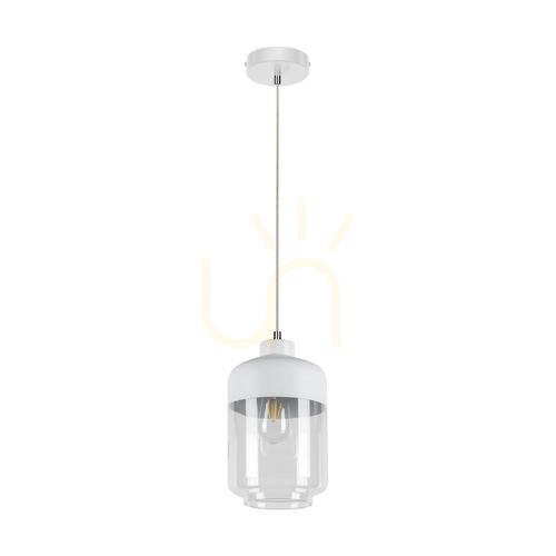 Jelölje be Amaretto függőlámpa, 1xE27, Max. 60 W, fehér fém / átlátszó PVC-kábel / fehér-átlátszó üvegburák, Ø17 cm