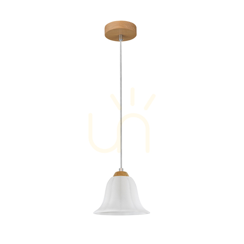 Jelölje be Anna függőlámpa, 1xE27, Max. 60 W, olajozott tölgy / átlátszó PVC-kábel / fehér üvegburás lámpa, Ø17,5 cm