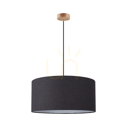 Jelölje be Asseto függesztett lámpa, 1xE27, Max. 60 W, olajozott tölgyfa / fekete fonott kábel / fekete lámpaernyő, Ø50 cm