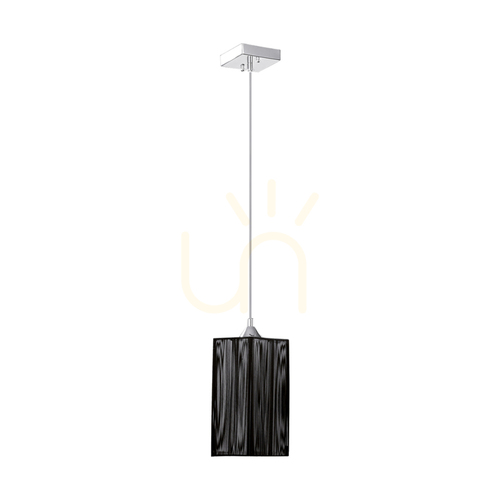 Jelölje be Atana függesztett lámpa, 1xE27, Max. 60 W, krómozott fém / átlátszó PVC-kábel / fekete lámpaernyő, 12 cm