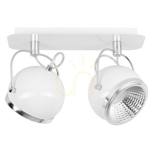 Jelölje be Gömb alakú mennyezeti lámpa, 2 db GU10-es LED-izzóval együtt, max.. 6 W, fehér fém, 29,5 cm