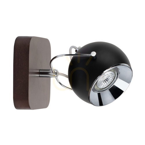 Jelölje be Ball Wood fali lámpa, 1 db GU10-es LED-del (max.. 5 W), bükk- és diófa / fekete fém, 21 cm