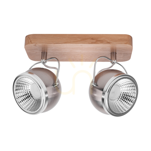 Jelölje be Ball Wood mennyezeti lámpa, 2 db GU10-es LED-izzóval együtt (max.. 6 W), olajozott tölgy/szaténfém, 32 cm