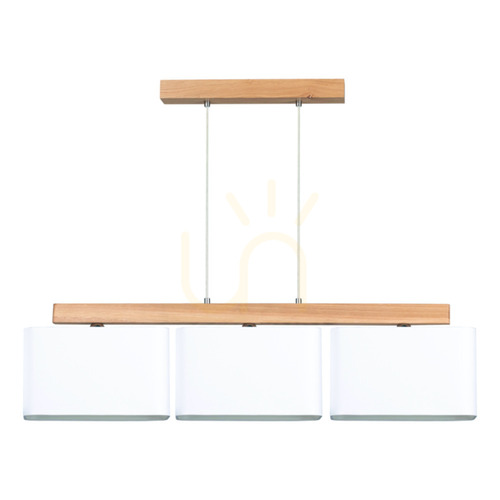 Jelölje be Cadre függesztett lámpa, 3xE27, Max. 25 W, olajozott tölgy / átlátszó PVC-kábel / fehér lámpaernyő, 95 cm