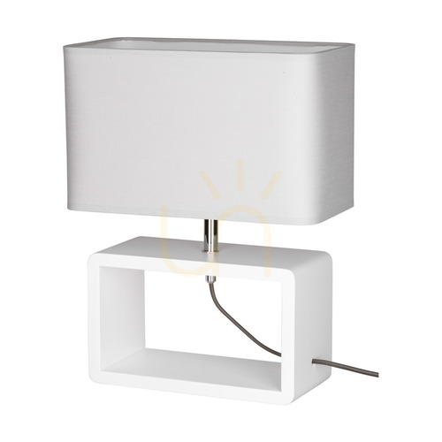 Jelölje be Cadre Quadrat asztali lámpa, 1xE27, Max. 25 W, fehér bükkfa, fonott kábel/szürke, 30 cm-es lámpaernyő