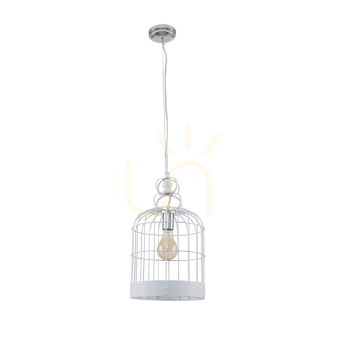 Jelölje be Ketrec alakú függőlámpa, 1xE27, Max. 60 W, fehér fém, Ø25 cm
