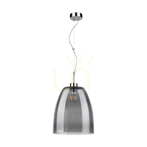 Jelölje be Campana függőlámpa, 1xE27, Max. 60 W, krómozott fém / átlátszó PVC-kábel / füstös üveg lámpaernyő, Ø30 cm