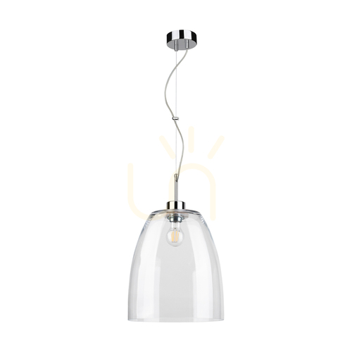 Jelölje be Campana függőlámpa, 1xE27, Max. 60 W, krómozott fém / átlátszó PVC-kábel / átlátszó üvegburás lámpa, Ø30 cm
