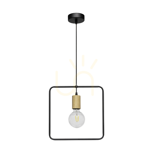 Jelölje be Carsten Wood függesztett lámpa, 1xE27, Max. 60 W, olajozott tölgy/fekete fém/fekete PVC-kábel, Ø32 cm
