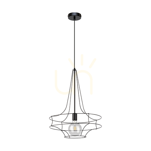 Jelölje be Casa Rina függesztett lámpa, 1xE27, Max. 60 W, fekete fém/fekete PVC kábel, Ø48 cm