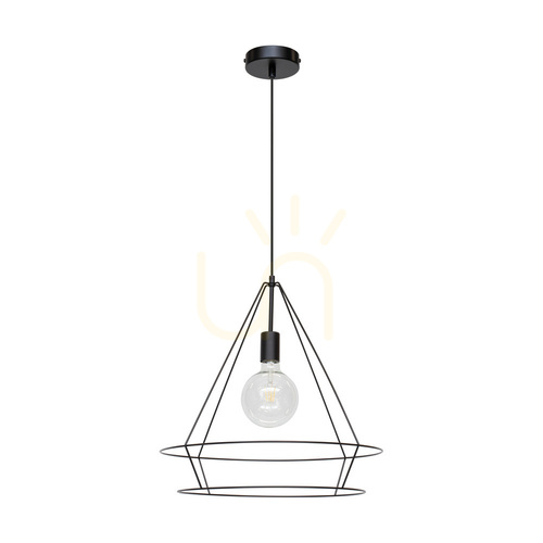 Jelölje be Casa Triango függesztett lámpa, 1xE27, Max. 60 W, fekete fém/fekete PVC kábel, Ø48 cm