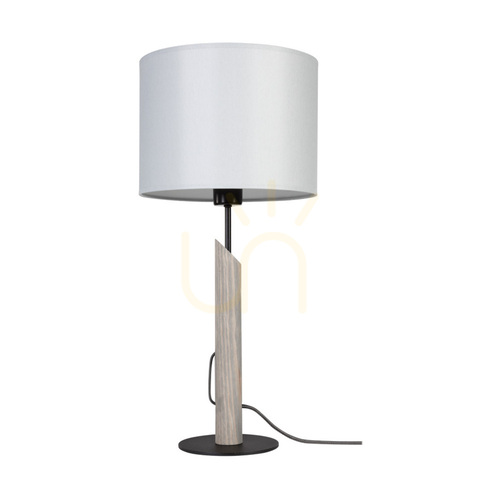 Jelölje be Colette Grey asztali lámpa, 1xE27, Max. 60 W, szürkére pácolt fenyő, fekete fém, fekete fonott kábel, szürke lámpaernyő, Ø27 cm