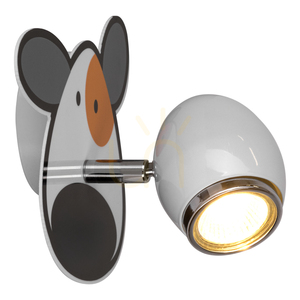 Kutyás fali lámpa, 1xGU10, max.. 50 W-os, fehér/króm színű fém lámpa kutyás mintával, 18 cm small 1