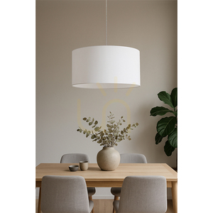 Dove függesztett lámpa, 1xE27, max.. 60 W-os olajozott tölgyfa/átlátszó PVC-kábel/fehér lámpaernyő, Ø50 cm small 2