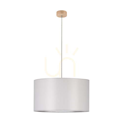 Jelölje be Dove függesztett lámpa, 1xE27, max.. 60 W-os olajozott tölgyfa/átlátszó PVC-kábel/szürke lámpaernyő, Ø50 cm