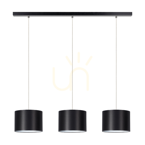 Jelölje be Dove függesztett lámpa, 3xE27, Max. 40 W, fekete fém/átlátszó PVC-kábel/fekete lámpaernyő, 117 cm
