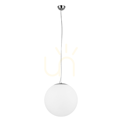 Jelölje be Emil függőlámpa, 1xE27, Max. 60 W, krómozott fém / átlátszó PVC-kábel / fehér üvegburás lámpa, Ø50 cm