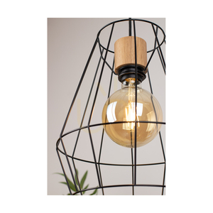 Endorfina függesztett lámpa, 1xE27, Max. 60 W, olajozott tölgy/fekete fém/fekete PVC-kábel, Ø31 cm small 3