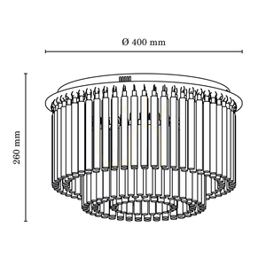 Euphoria mennyezeti lámpa, 6 db 3000K-es, 18 W-os LED-del, krómfém/átlátszó kristályok, Ø40 cm small 3