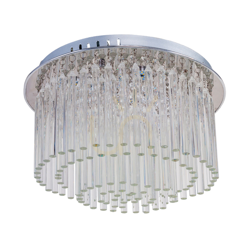 Jelölje be Euphoria mennyezeti lámpa, 6 db 3000K-es, 18 W-os LED-del, krómfém/átlátszó kristályok, Ø40 cm