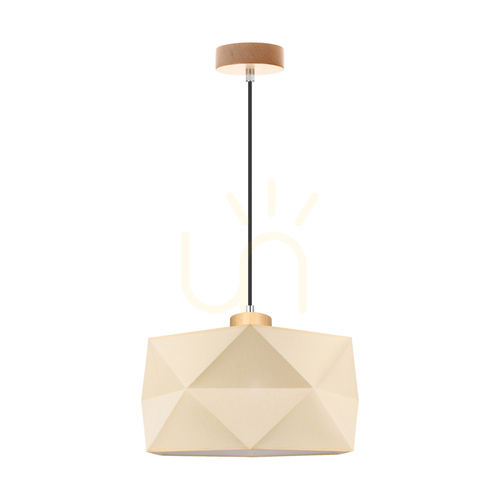 Jelölje be Finja függesztett lámpa, 1xE27, Max. 60 W, nyírfa/antracit színű fonott kábel/krém színű lámpaernyő, Ø46 cm