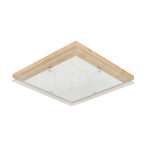 Jelölje be Finn mennyezeti lámpa, 1xLED, 2700 K, 24 W, nyírfa/króm fém/fehér üveg, 40 cm
