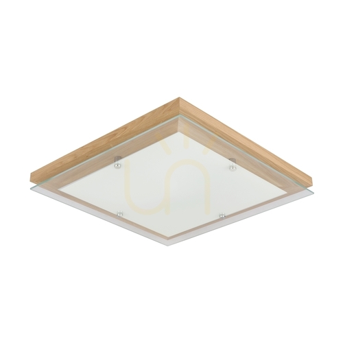Jelölje be Finn mennyezeti lámpa, 1xLED, 2700 K, 24 W, olajozott tölgy/króm fém/fehér üveg, 40 cm