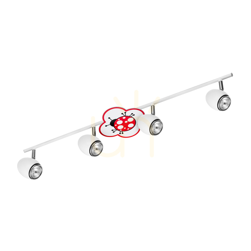 Jelölje be Fly 4xGU10 mennyezeti lámpa, Max. 50 W, fehér/króm színű fém, katicamintás, 81 cm