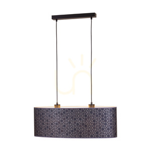 Galance függesztett lámpa, 2xE27, Max. 40 W, fekete fém/fekete fonott kábel/fekete-arany tapétás lámpaernyő, 70 cm small 1