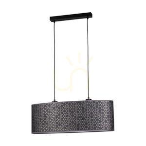 Galance függesztett lámpa, 2xE27, Max. 40 W, fekete fém/fekete fonott kábel/fekete-arany tapétás lámpaernyő, 70 cm small 2