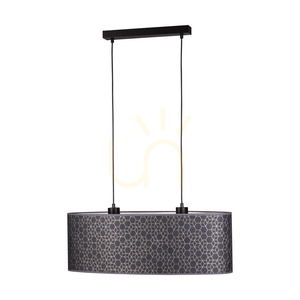 Galance függesztett lámpa, 2xE27, Max. 40 W, fekete fém/fekete fonott kábel/fekete-arany tapétás lámpaernyő, 70 cm small 0