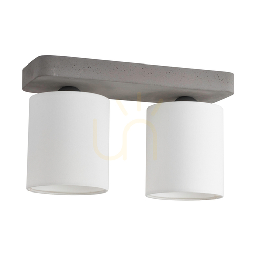Jelölje be Lágy mennyezeti lámpa, 2xE27, Max. 25 W, betonszürke/fekete fém/fehér, 35 cm-es lámpaernyő