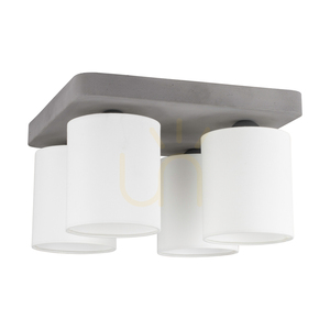 Lágy mennyezeti lámpa, 4xE27, Max. 25 W, betonszürke/fekete fém/fehér, 34 cm-es lámpaernyő small 0