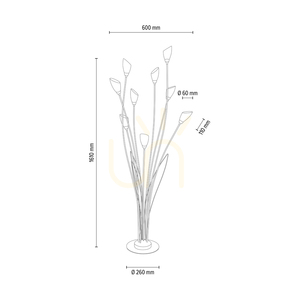 Gloriosa állólámpa, 9xG9, Max. 6 W-os LED, fekete fém/fekete PVC-kábel/fehér üvegburás lámpa, Ø60 cm small 3