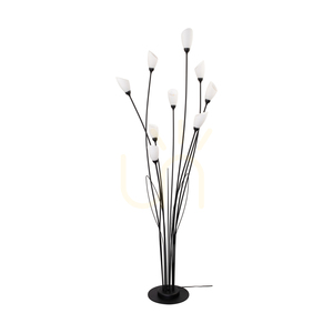Gloriosa állólámpa, 9xG9, Max. 6 W-os LED, fekete fém/fekete PVC-kábel/fehér üvegburás lámpa, Ø60 cm small 0