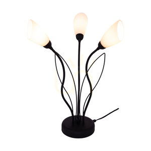 Gloriosa asztali lámpa, 3xG9, Max. 6 W-os LED, fekete fém/fekete PVC-kábel/fehér üvegburás, Ø40 cm small 1